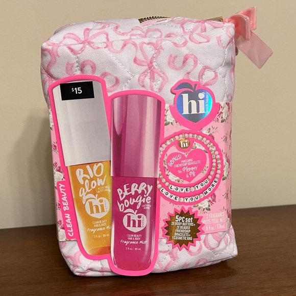 Pink Bow Cosmetics Bag Gift Set by Hi Peach Layne, NWT - Picture 5 of 9
